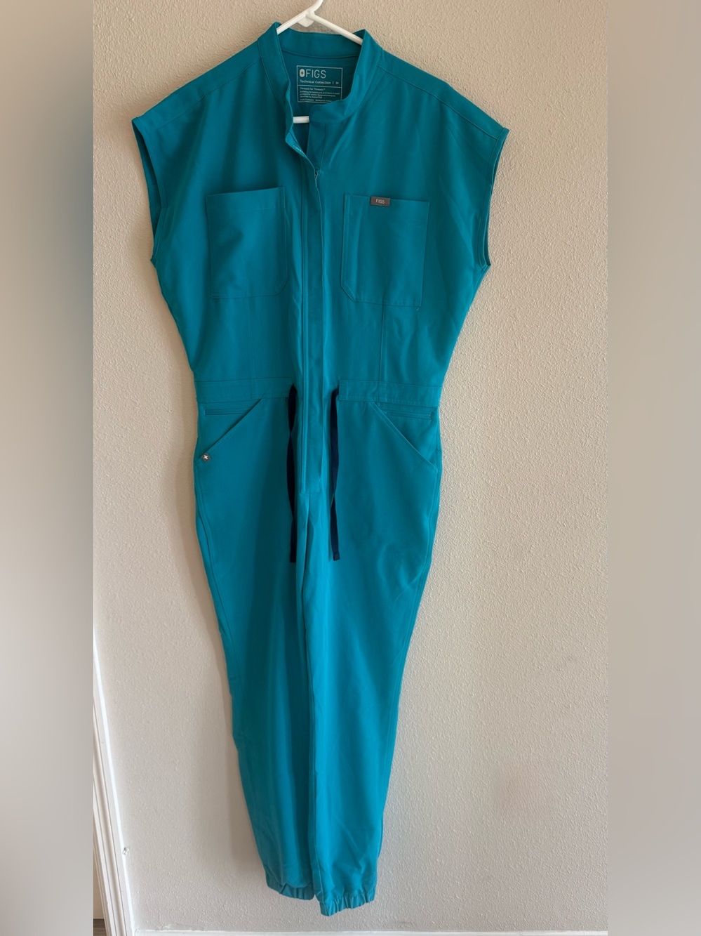 FIGS Teal Sleeveless Utility Jumpsuit